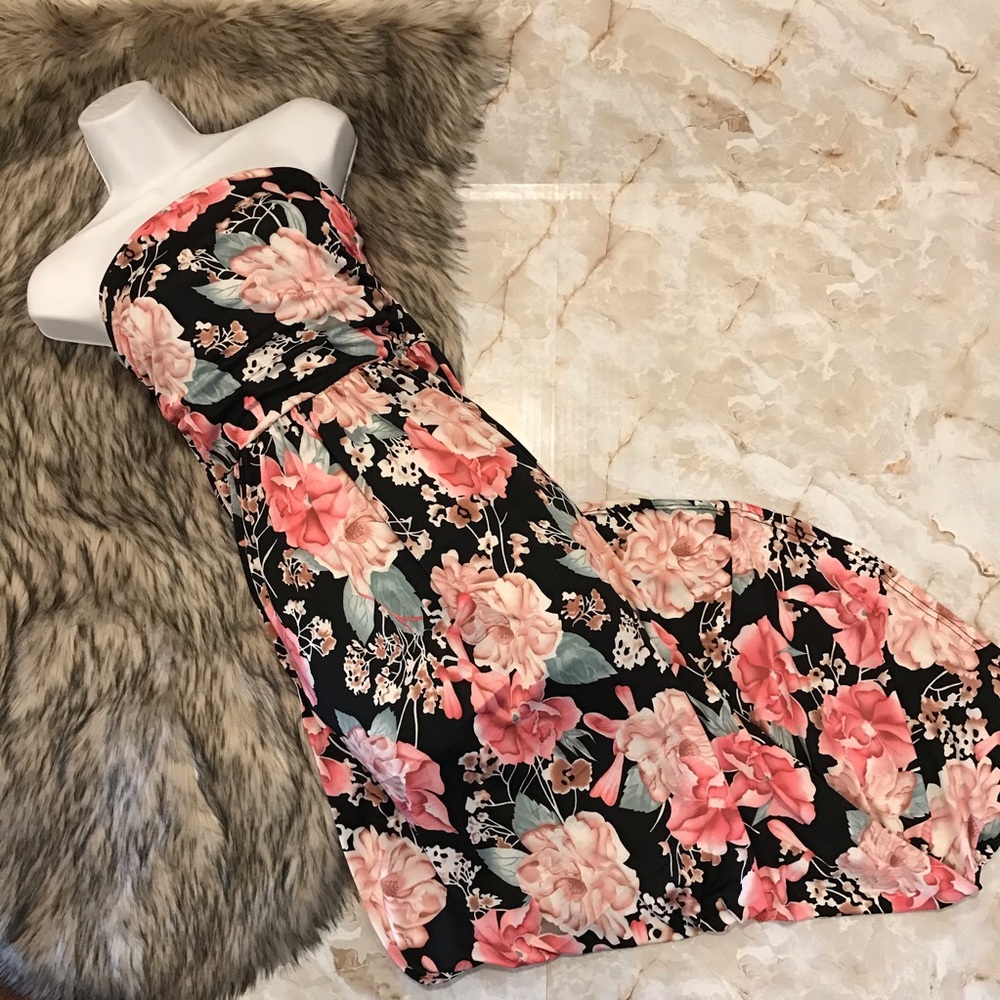 LEADINGSTAR | Floral Sleeveless Maxi Dress Smal